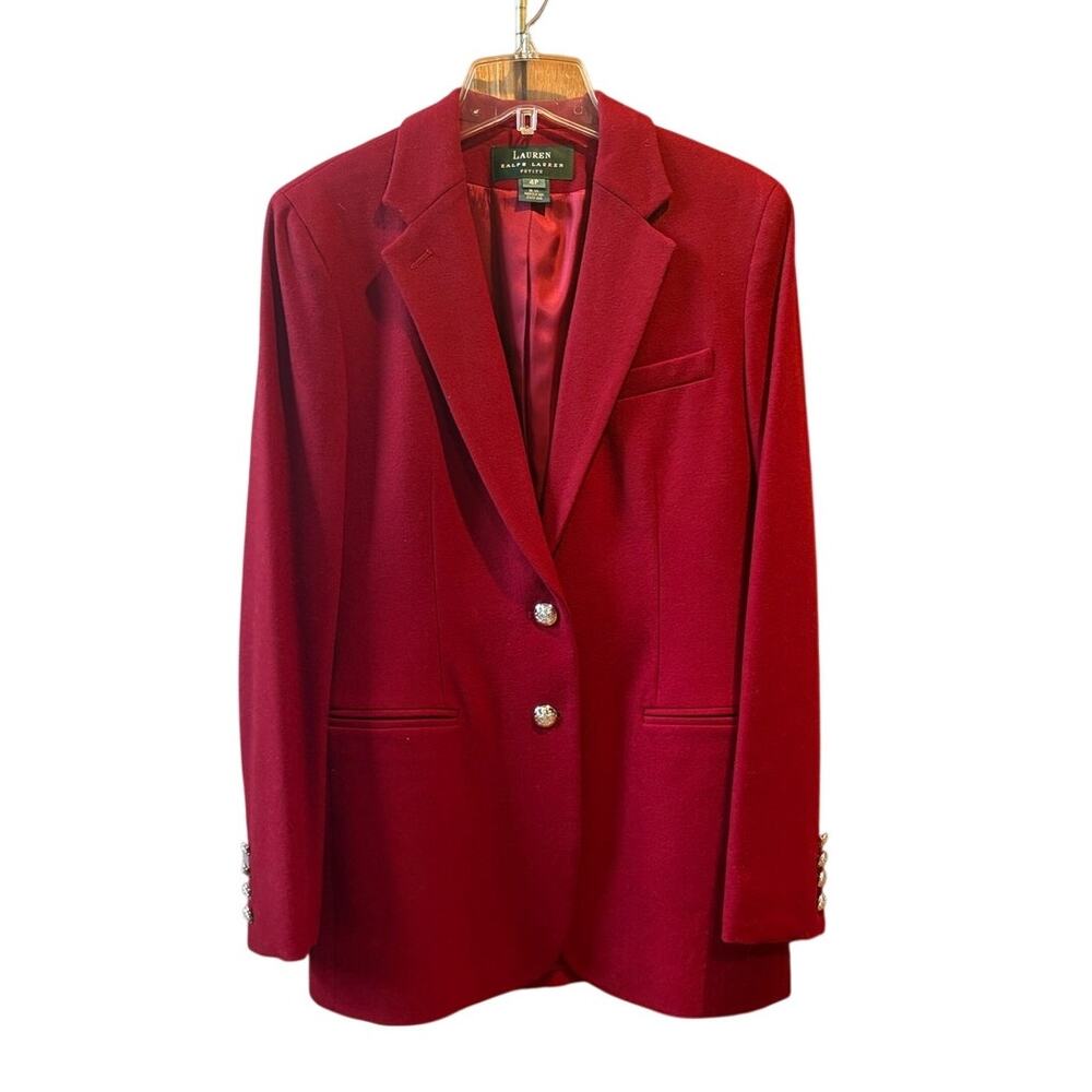Vintage deep red Lauren Ralph Lauren signature silver buttons blazer 4P